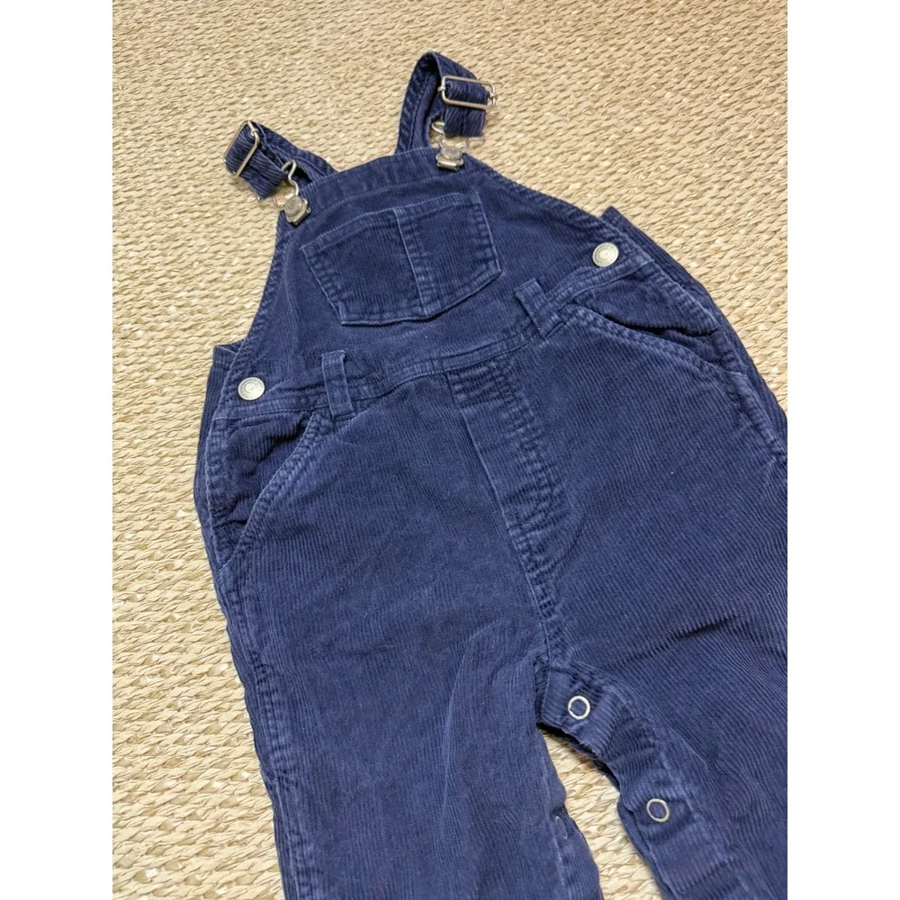 Old Navy Baby Navy Blue Corduroy Overalls 12-18 Months Cotton y2k vintage infant